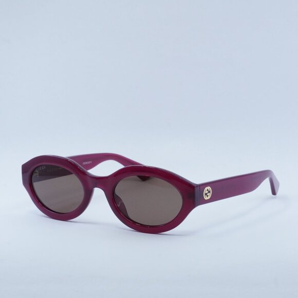 🕶️ New Gucci GG1579S 004 Sunglasses - Shiny Cyclamen Frame, Brown Lenses - Picture 1 of 11